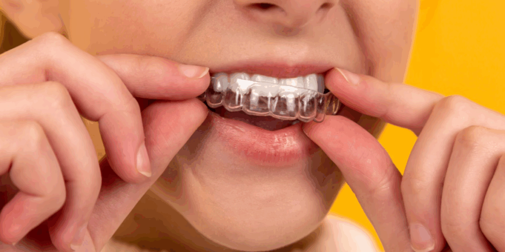 インビザラインをはめようとしている人のイメージ図