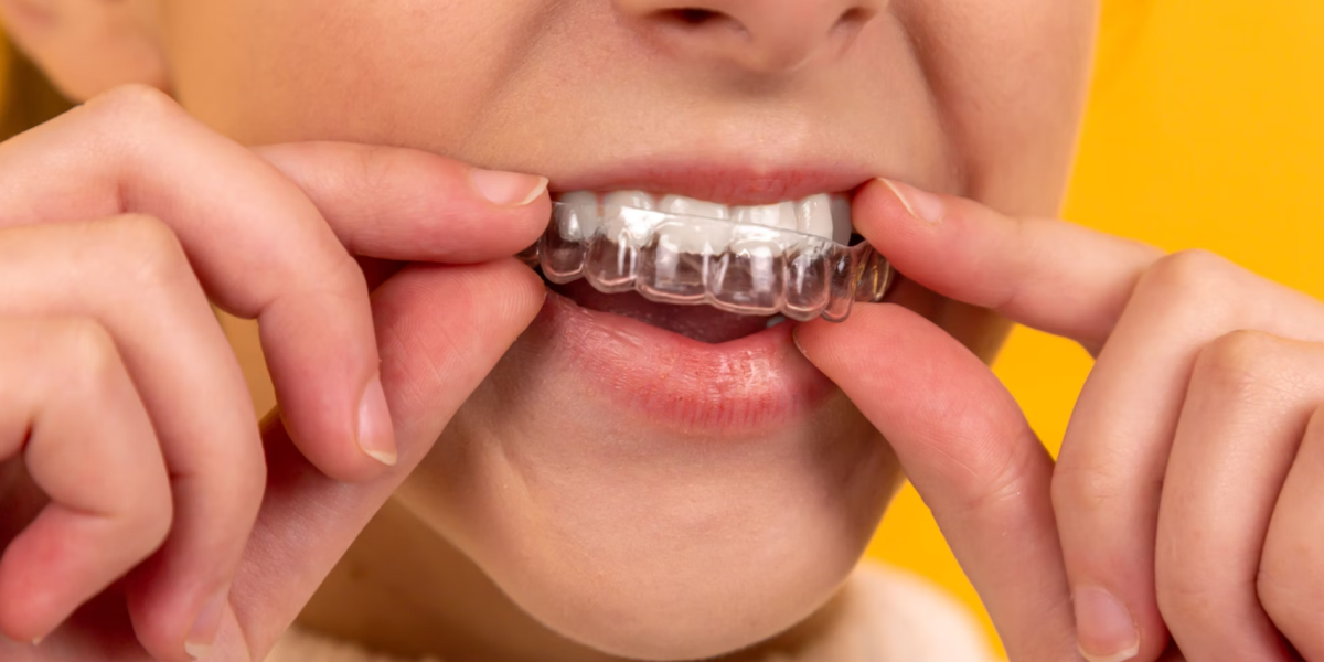 インビザラインをはめようとしている人のイメージ図